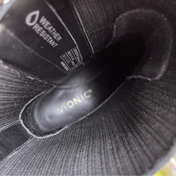Vionic Kaylee Ankle Bootie Black Weather Resistant Suede Knit Block Heel Size 10 - Picture 5 of 6